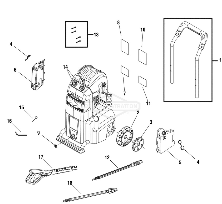 Briggs & Stratton pressure washer model 020508-0 replacement parts, pump breakdown, repair kits, owners manual and upgrade pump.