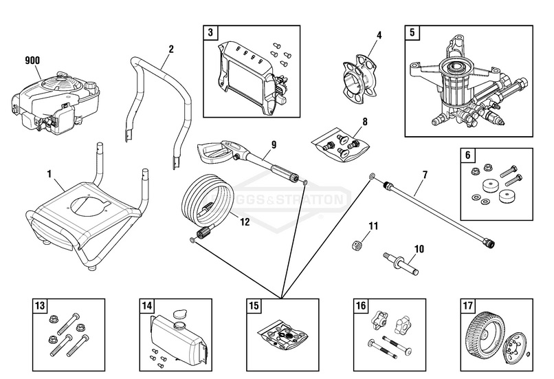 Briggs & Stratton pressure washer model 020575-01 replacement parts, pump breakdown, repair kits, owners manual and upgrade pump.
