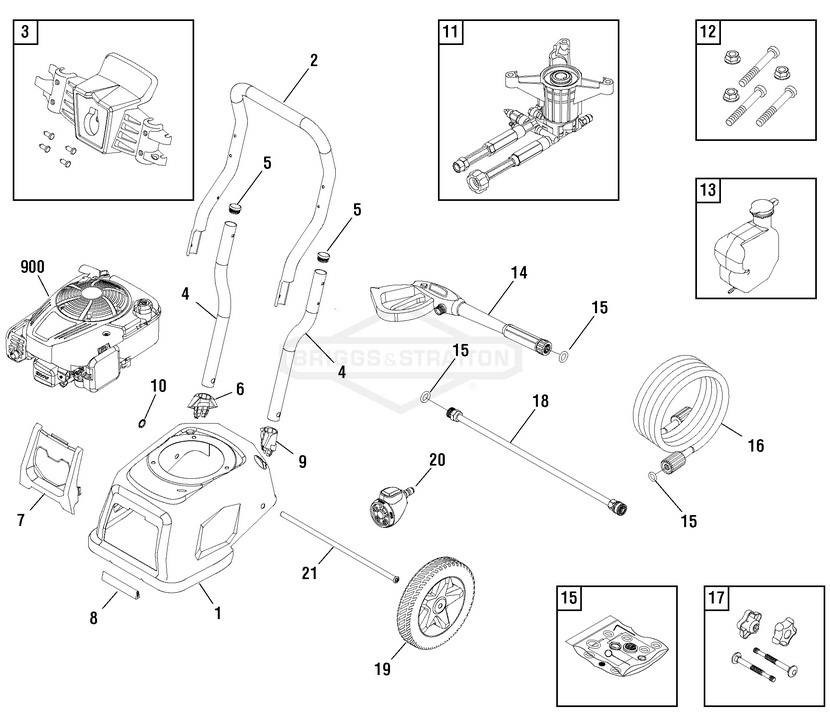 Briggs & Stratton pressure washer model 020662-01 replacement parts, pump breakdown, repair kits, owners manual and upgrade pump.