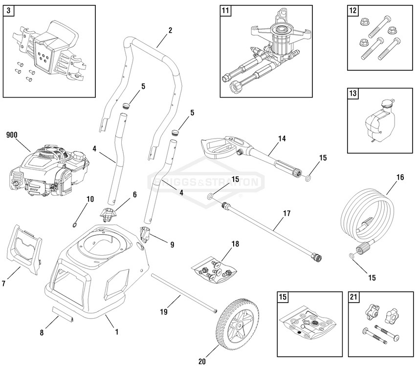 Briggs & Stratton pressure washer model 020664-01 replacement parts, pump breakdown, repair kits, owners manual and upgrade pump.
