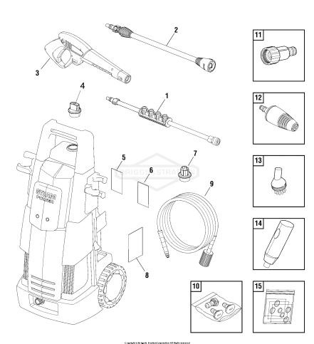 Briggs & Stratton pressure washer model 020673 replacement parts, pump breakdown, repair kits, owners manual and upgrade pump.