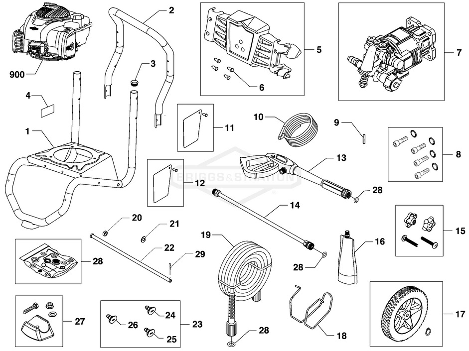 Briggs & Stratton pressure washer model 020831 replacement parts, pump breakdown, repair kits, owners manual and upgrade pump.