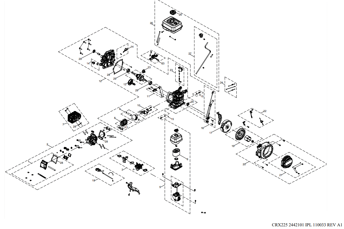 CRX225 110033 ENGINE PARTS BREAKDOWN