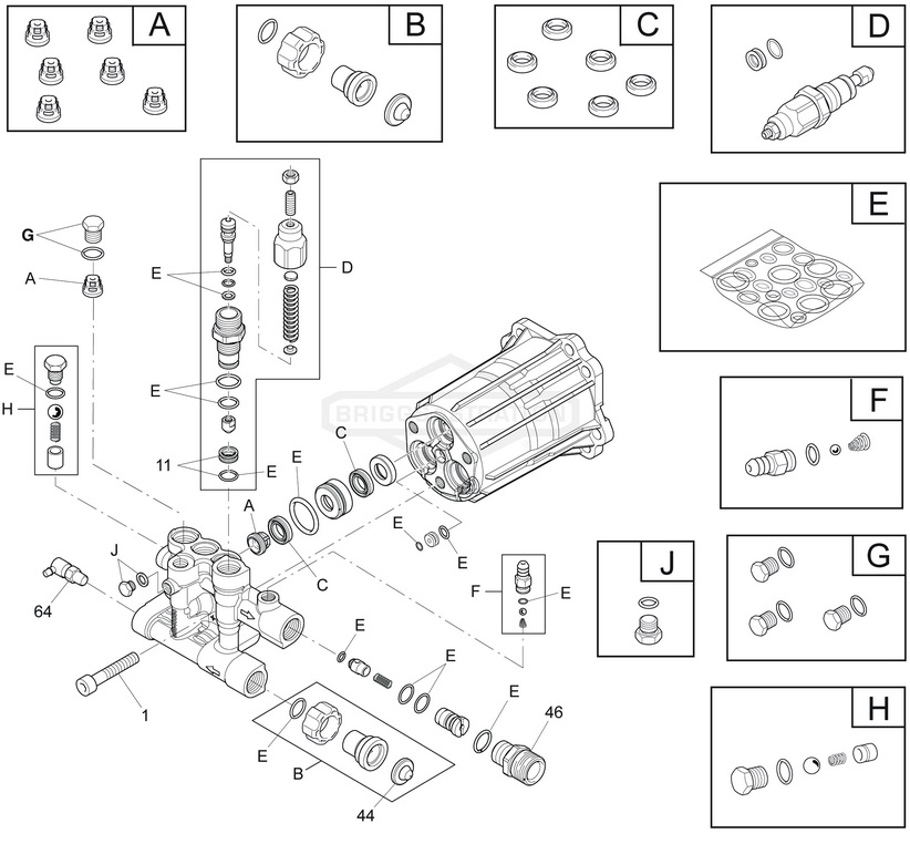 B&S model 020321-1 pump breakdown & parts