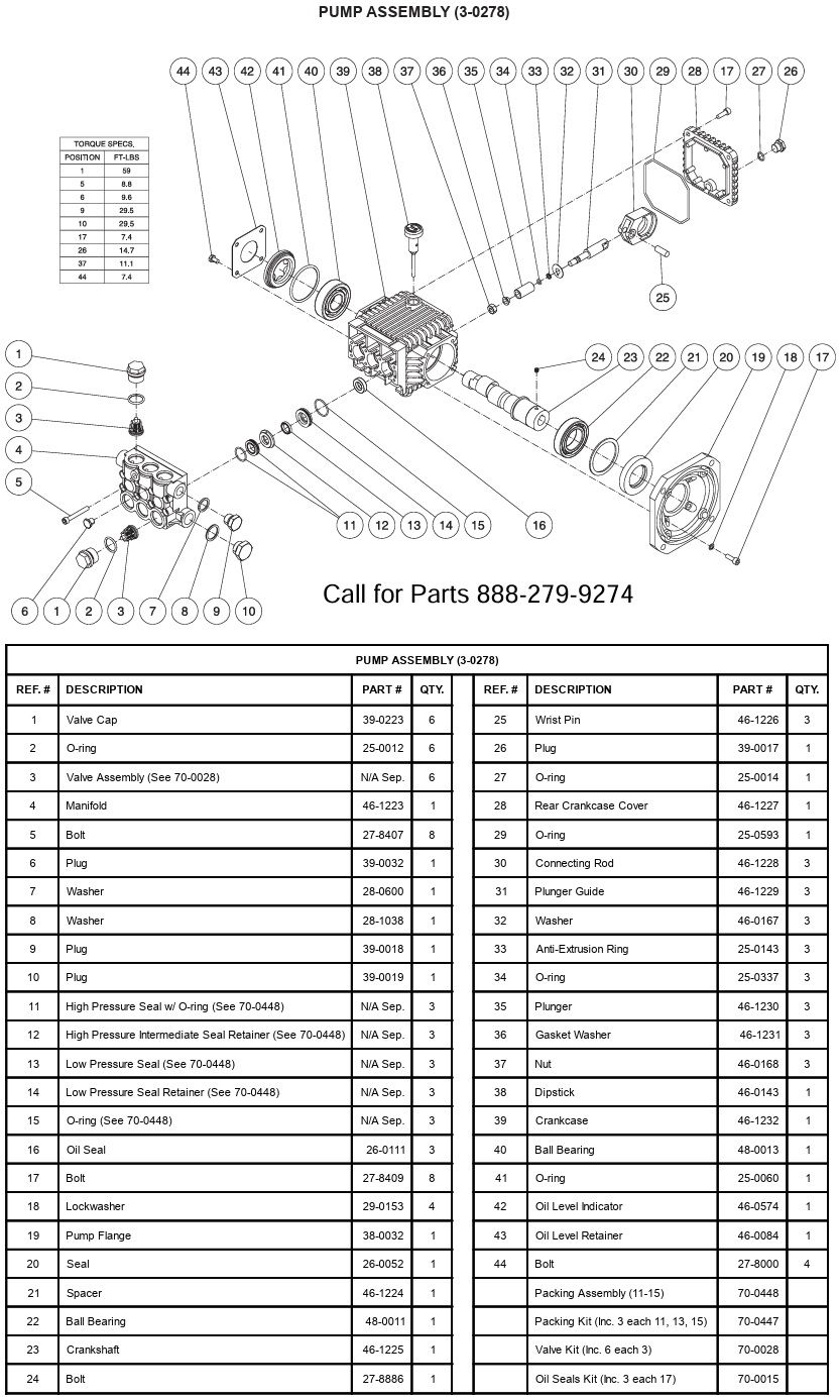 MITM 3-0278 pump replacement parts & breakdown