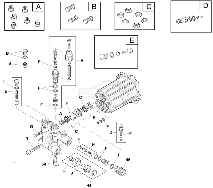 Briggs Model 020753 & pump 317054 rebuild kits