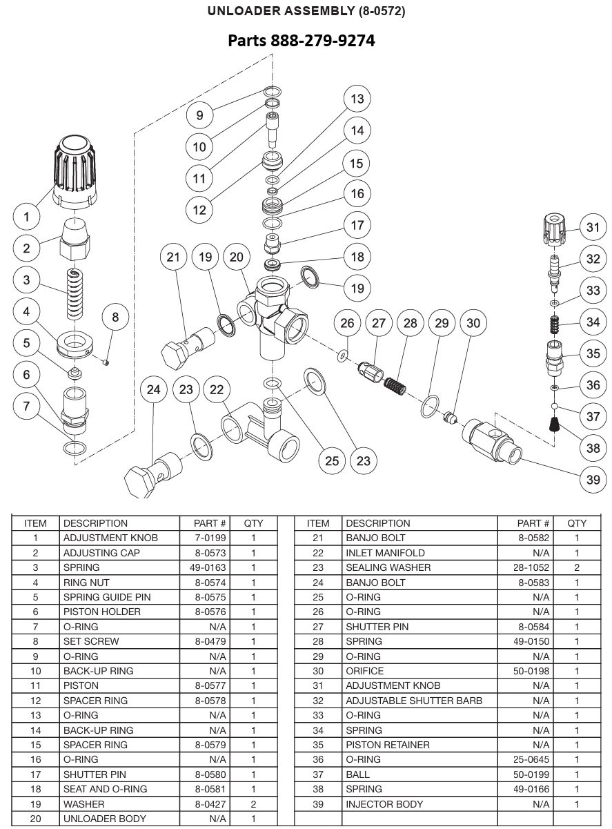 MITM 8-0572 unloader replacement parts & breakdown