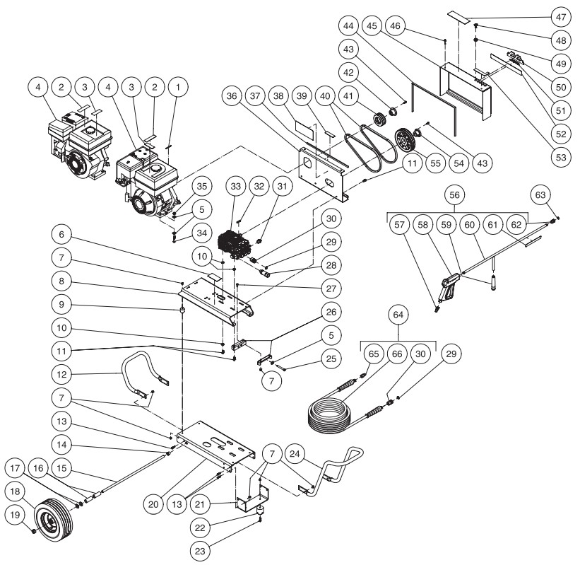 4,000 PSI 3.5 GPM  CBA-4004-1MCH Parts   Parts List  Pump Parts  Unloader Parts  Honda Engine Parts  Subaru Engine Parts