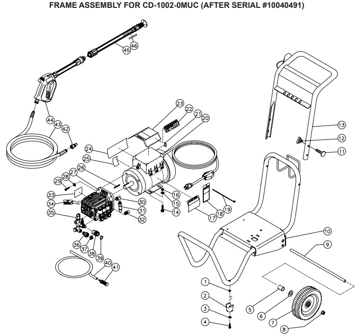 1,500 PSI 2.0 GPM  CD-1502-0MUH Parts   Parts List  Pump Parts  Unloader Parts  Owners Manual