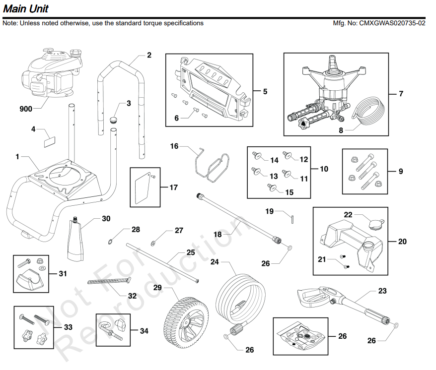 Craftsman Pressure Washer CMXGWAS020735 REV 02 replacement Parts
