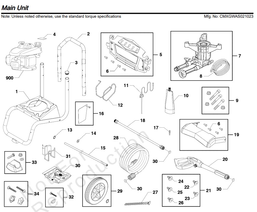 Craftsman 3100 psi Pressure Washer CMXGWAS021023-00 replacement Parts manual