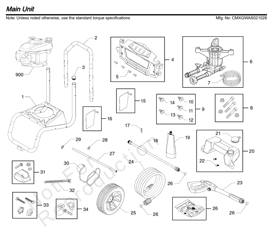 Craftsman Pressure Washer CMXGWAS021028-00 Replacement Parts kits manuals