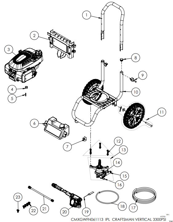 Craftsman Pressure Washer CMXGWFN061113 3,300 psi Replacement Parts, kits & manual