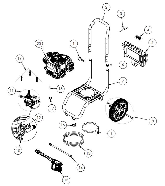 Craftsman 2200 psi Power washer Washer CMXGWFN061119 Replacement Parts manual
