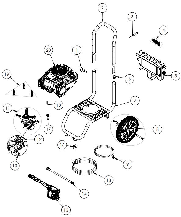Craftsman 2800 psi Pressure Washer CMXGWFN061120 Replacement Parts manual