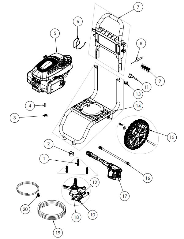 Craftsman 3300 psi Pressure Washer CMXGWFN061126 replacement Parts, kits & manuals