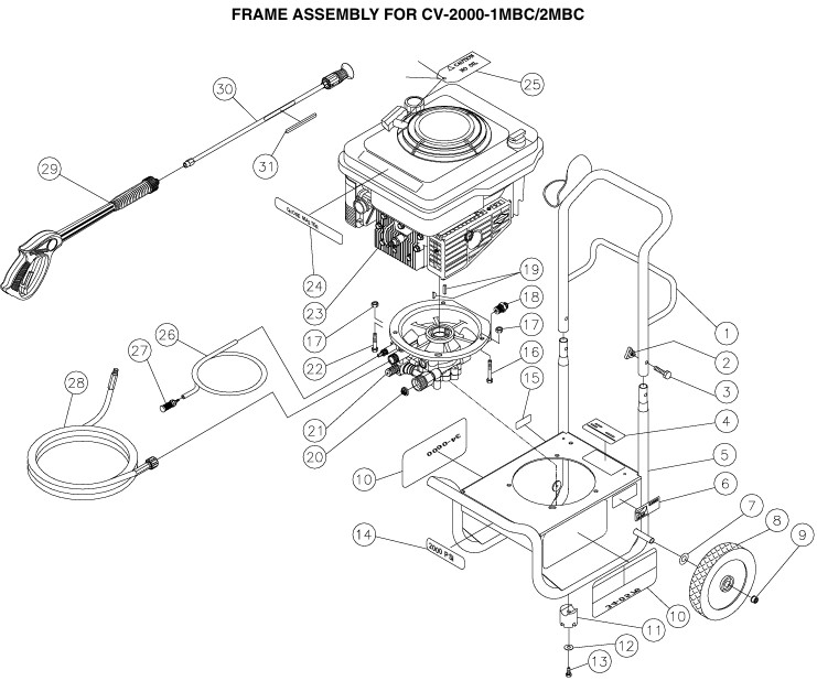 MITM CV-2000 pressure washer replacement parts
