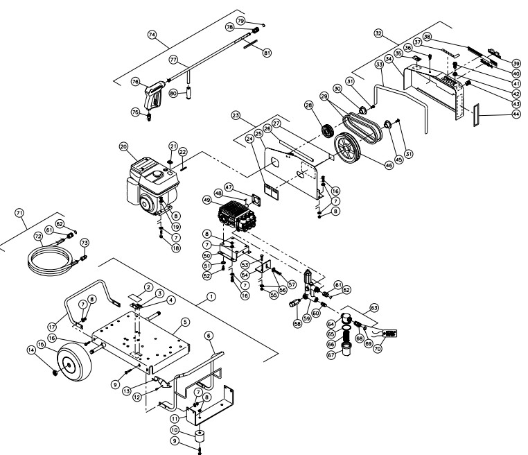 MITM CW-2504-CMV4 pressure washer parts and manual