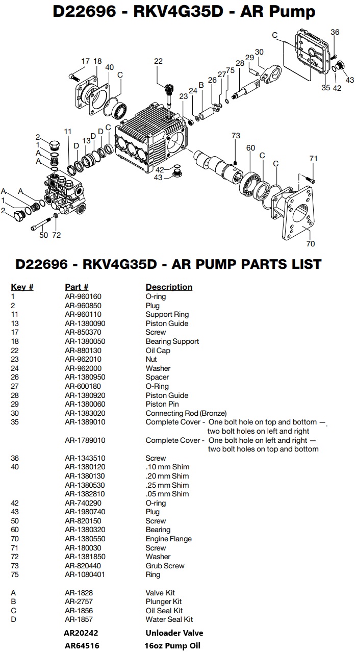 Excell EXHP3640 pump parts