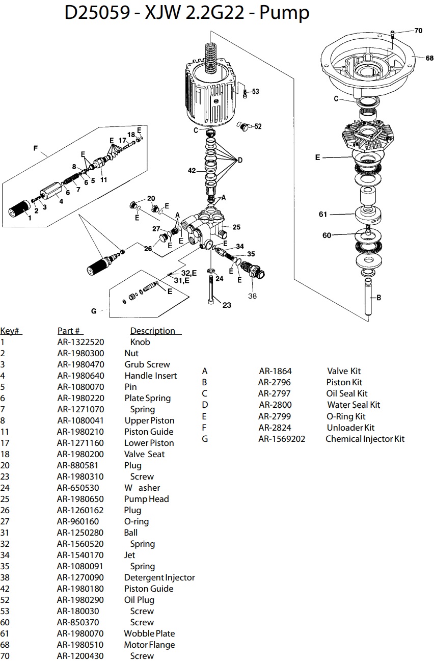 DELTA DT2200P pump parts breakdown D25059 repair parts