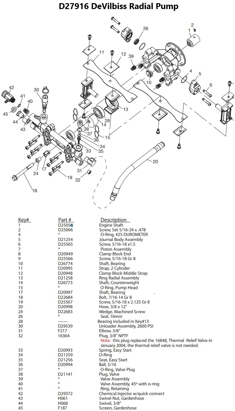 D27916 pump repair parts