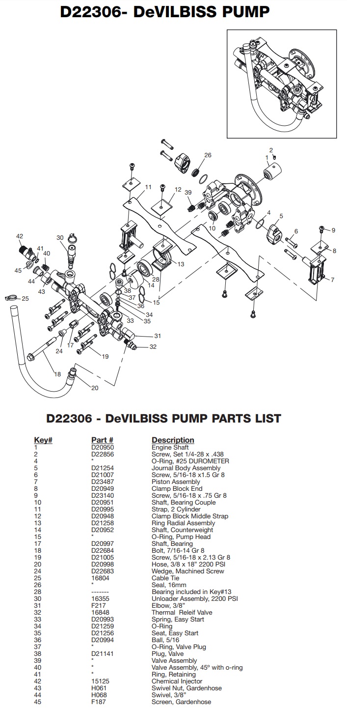 EXCELL XR2300 pressure washer replacement parts