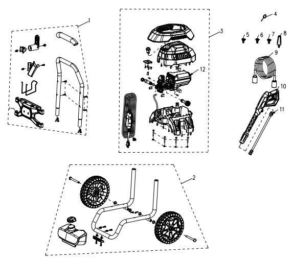greenworks GPW2006 power washer replacement parts & manual