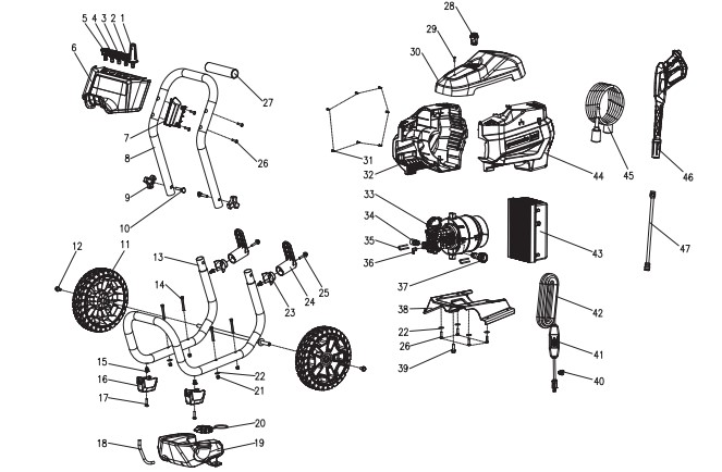 greenworks electric 2300 psi power washer replacement parts