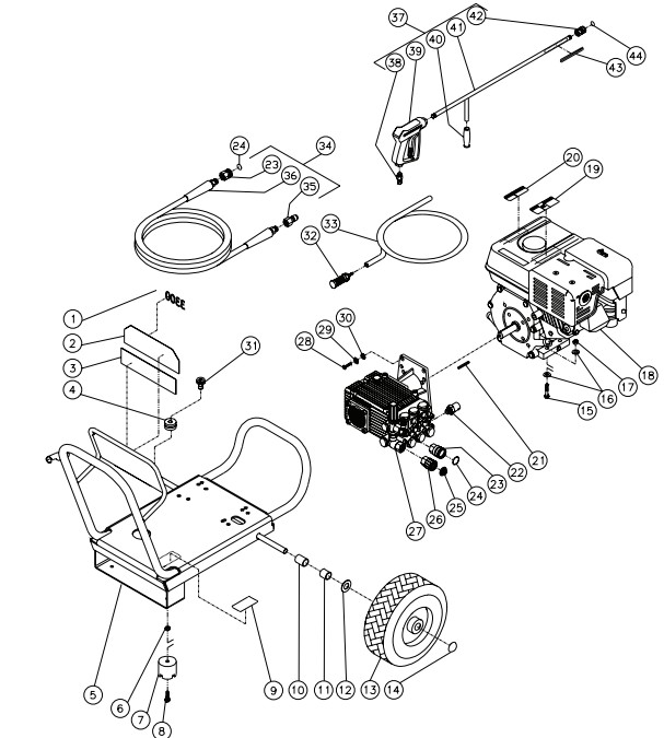 MITM JP-3304-0MVB pressure washer parts and manual