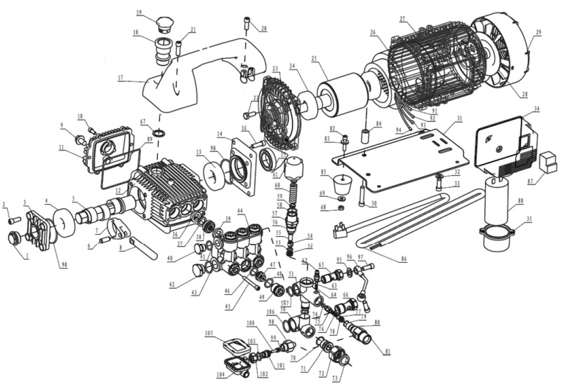 MI-T-M Cold water electric power washer model CM1400-1meh replacement parts and manual