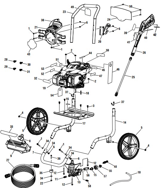 powerstroke ps80947 2700 psi gas pressure washer parts