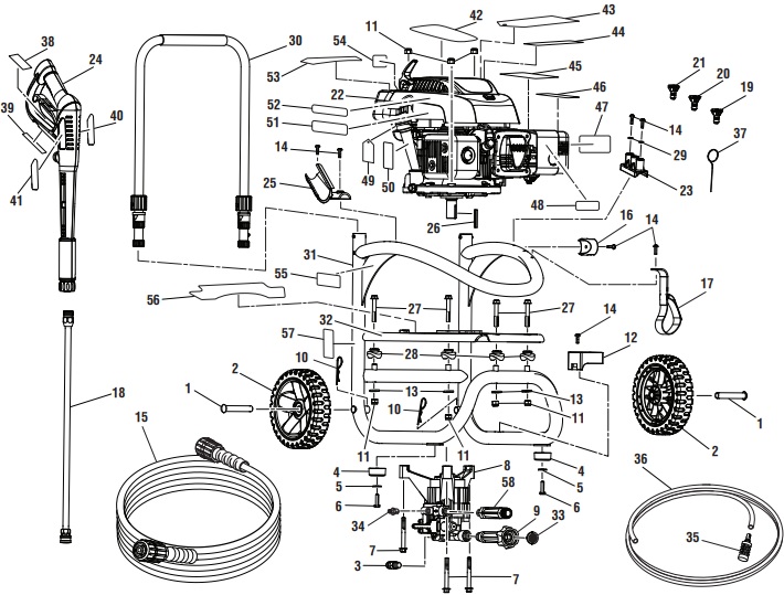 Homlite UT80516 psi gas pressure washer parts