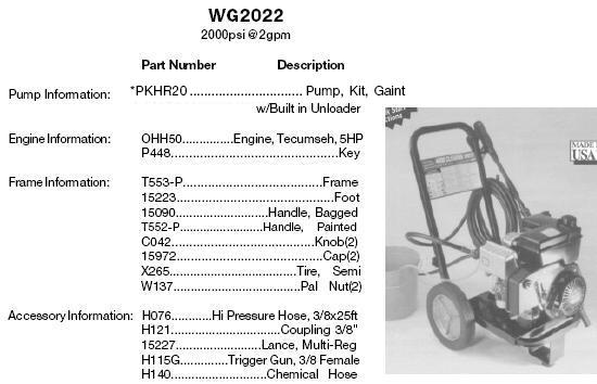 water driver wg2022 power washer repair parts & manual