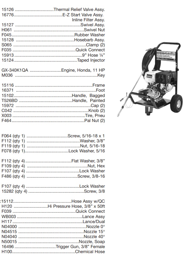 WATER DRIVER model EXWGC3241 power washer parts