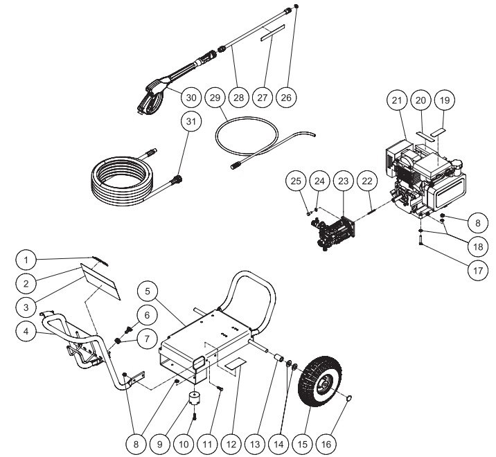 MITM WP-2700 pressure washer parts and manual