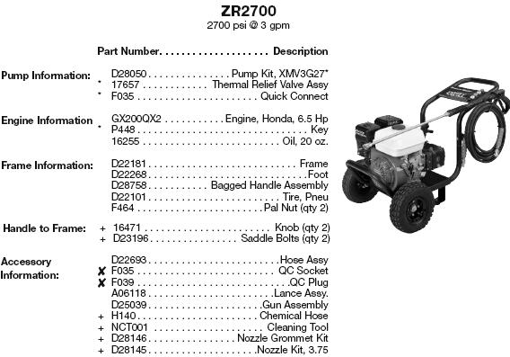 EXCELL power washer replacement parts