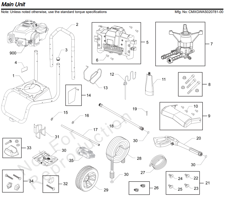 Craftsman Pressure Washer CMXGWAS020754 REV 00 replacement Parts manual