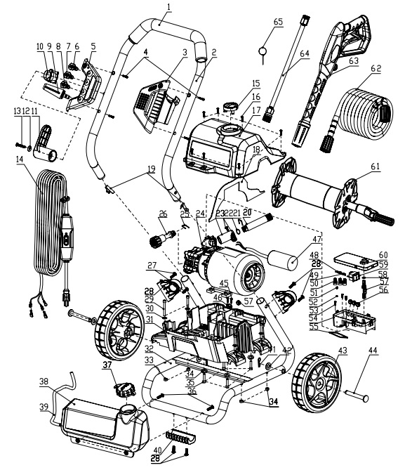 greenworks GPW2000 power washer replacement parts & manual